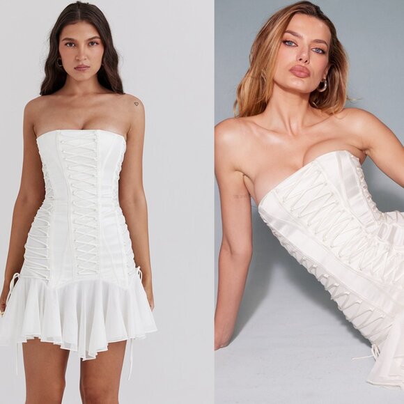 House of CB | Dresses | House Of Cb Sirena White Strapless Lace Up 